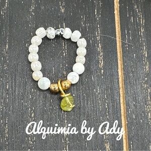 Handmade beaded lace agate  ring band